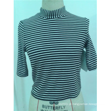 Algodão Mulher Amostra Stripe Top Blusas Mujer